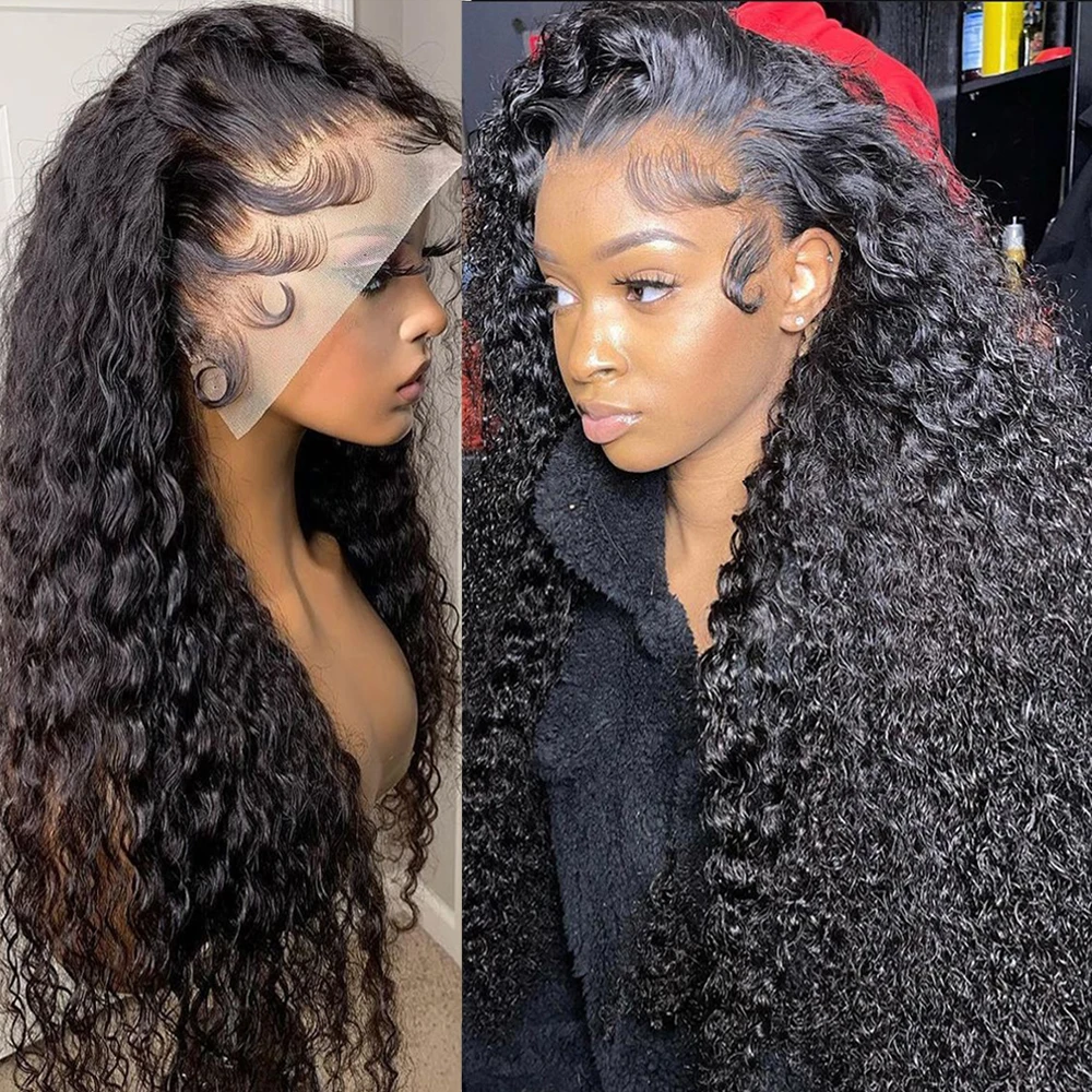 30 40 Inch Deep Wave Frontal Wig Water Curly Lace Front Human Hair Wig 13x4 Lace Frontal Human Hair Wigs PrePlucked Hairline