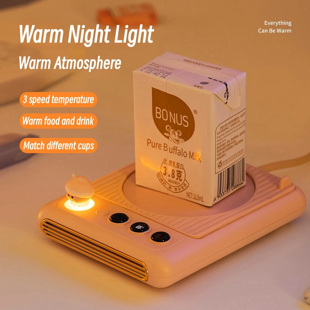 

220V Heating Coaster Coffee Cup Heater Mug Warmer Electric Drink Tea Milk Heater with Warm Light 3 Temperature Settings