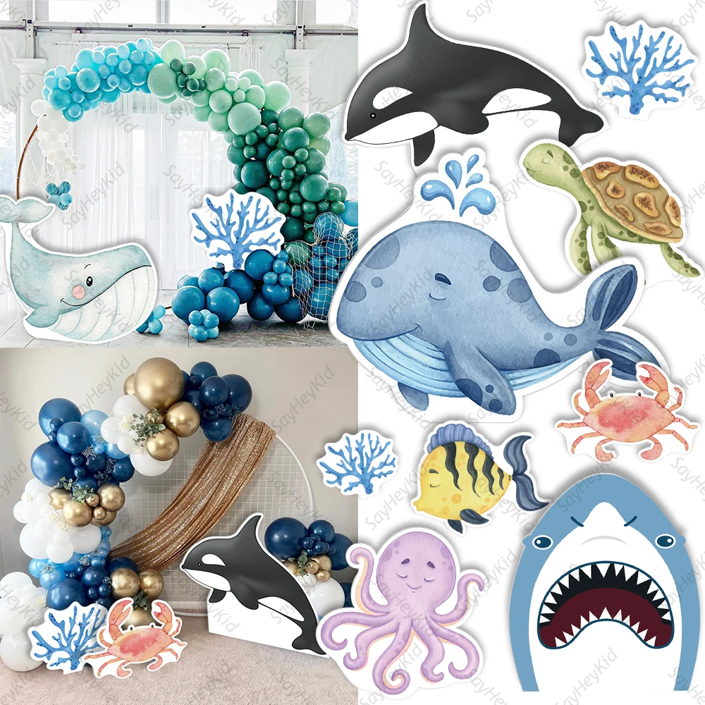 12/24/36 Pollici Ocean Animals Kt Board Shark Whale Dolphin Seahorse Baby Shower Birthday Party Decor Ritaglio Sfondo Puntelli Per Foto