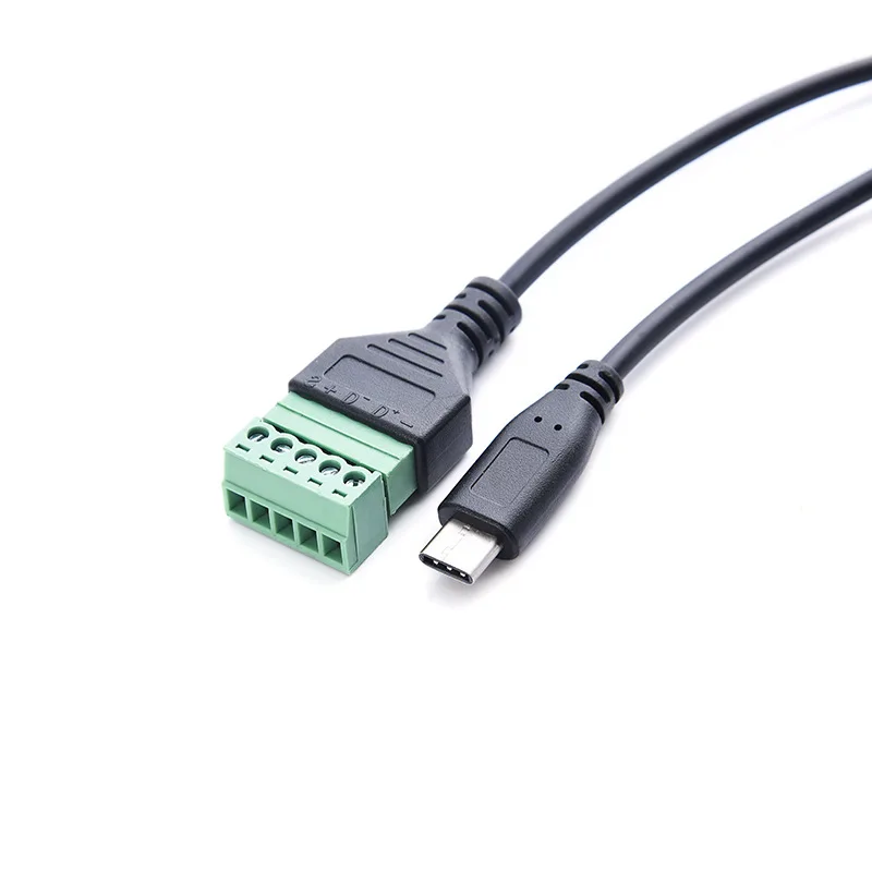USB Type-C Male Screw Terminal Block Connector Solderless Pluggable 5Pin Block Extension Cord Transfer Data Charging Cable electrical wire connector