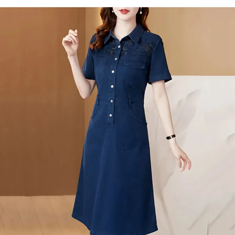 chinese dress ladies Denim Shirt Dress