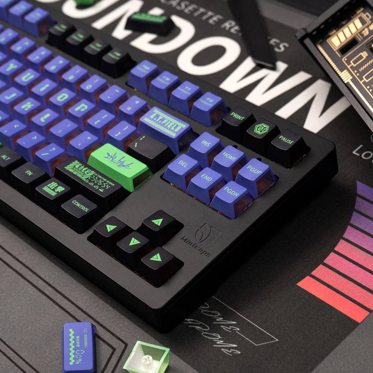 GMK Clones EVA 시리즈 PBT 키 캡 체리 프로파일 염료 하위 키 캡 MX 기계식 키보드 용 키 캡을 통한 측면 조명
