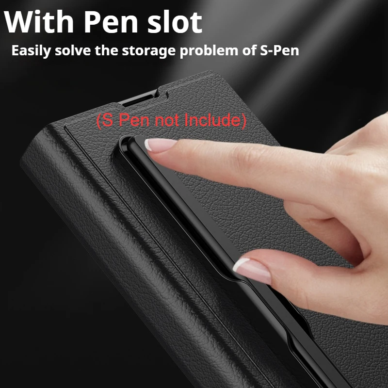 Custodia Flip Cover in Pelle di Lusso per Samsung Galaxy Z Fold 6 con Slot per Penna Pellicola Protettiva in Vetro per Schermo_voghion.com
