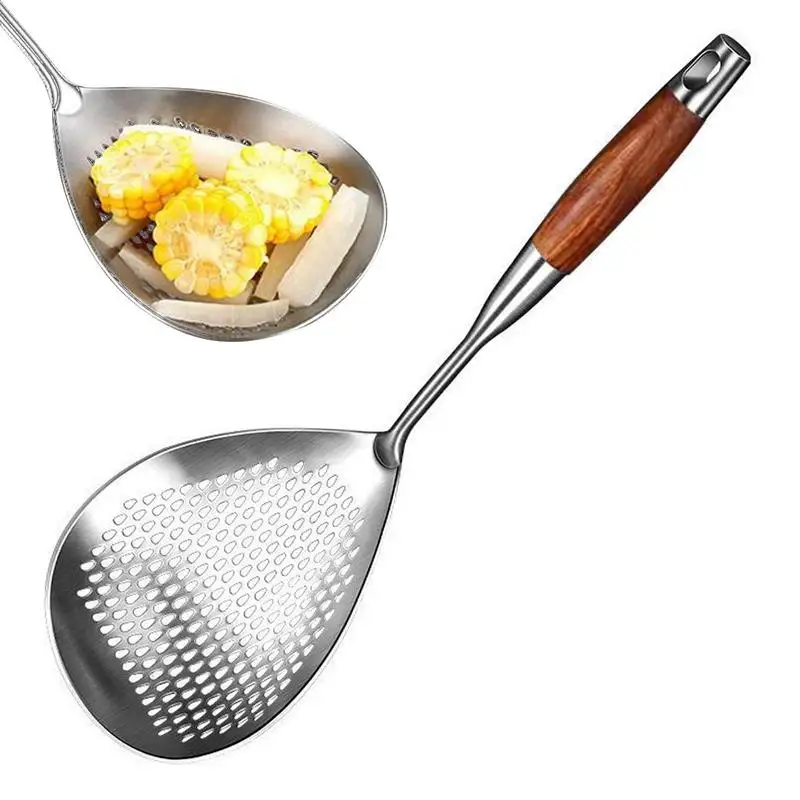

Skimmer Spoon Kitchen Slotted Strainer With Insulated Handle Rustproof Heat-Resistant 304 Stainless Steel Skimmer For Food Tea