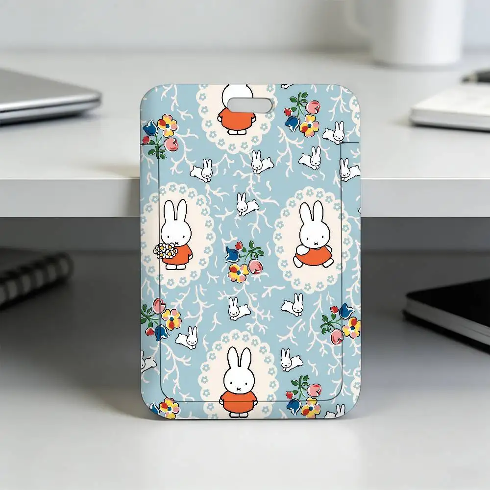 Cartoon Niedliche M-Miffy auf dem Mond Transparenter Kartenhalter Mitarbeiter Plastik-Schiebeabdeckung Schlüsselband Arbeits-Ausweishülle Bus – Detail 4