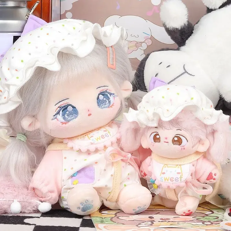 10cm 20cm cotton doll clothing cute color matching jumpsuit doll hat bib pajamas 6