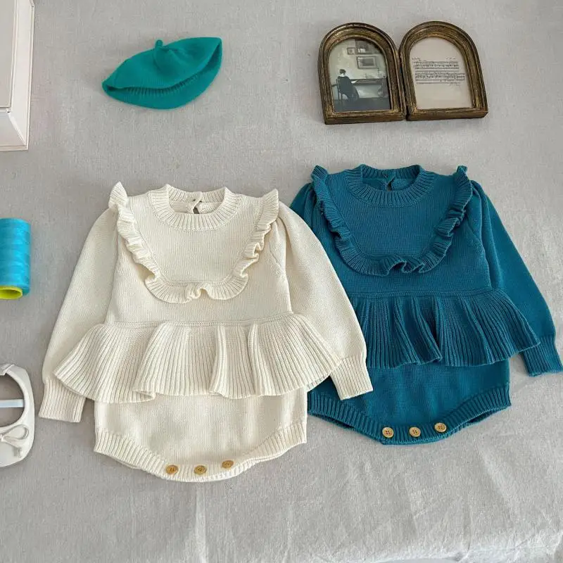 

Baby Clothes Autumn Knit Jumpsuit Casual And Comfortable Girl Baby Super Cute Full Moon Princess Outdoor Climbing Clothes