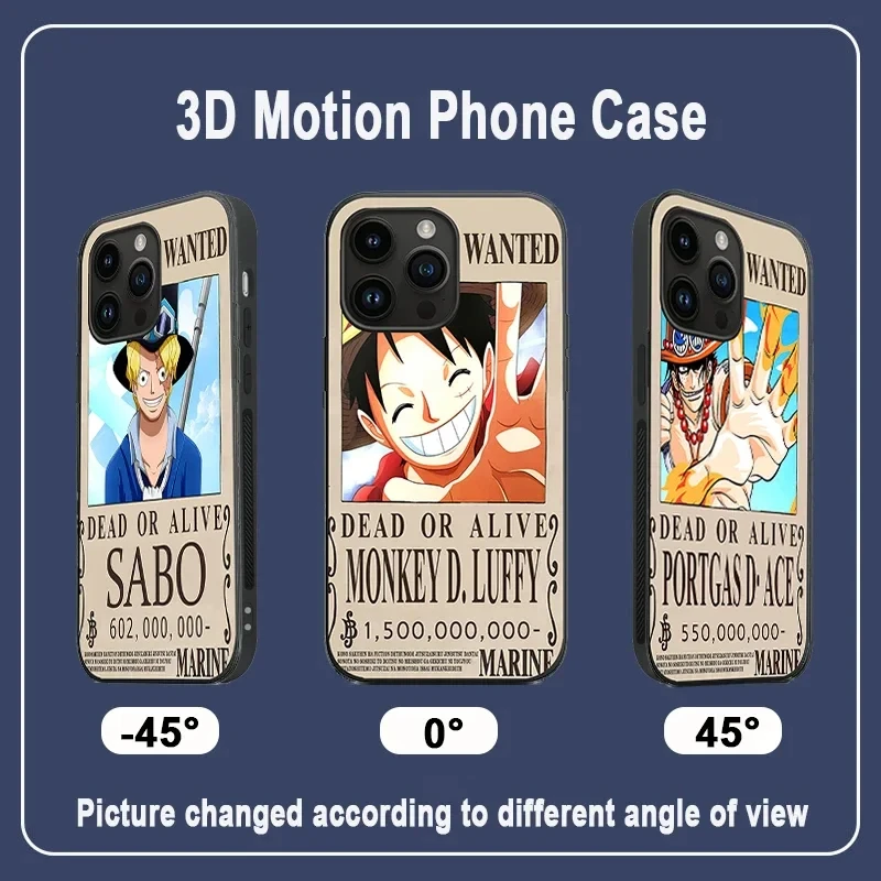 スマートフォン本体 Luffy ONE PIECE Luffy Ace Luffy Sabo 3D Moving Lenticular Anime Creative