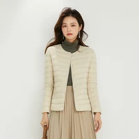 Women Liner Duck Down Jacket O-neck Variable V-neck 2022 New Female Winter Keep Warm Collarless Ultralight Quilted Puffer Coat 1