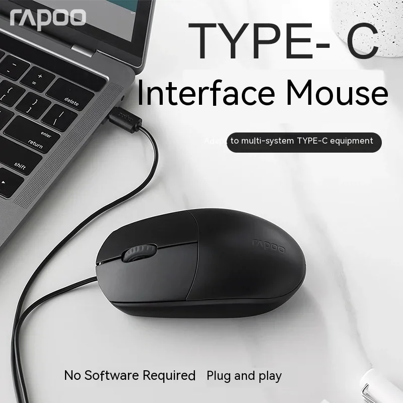 Rapoo 2023 Nuovo N100C Mouse Cablato Laptop Universal Typec Interface Phablet Mac Office Mouse Per Inviare Amici Regali Di Natale
