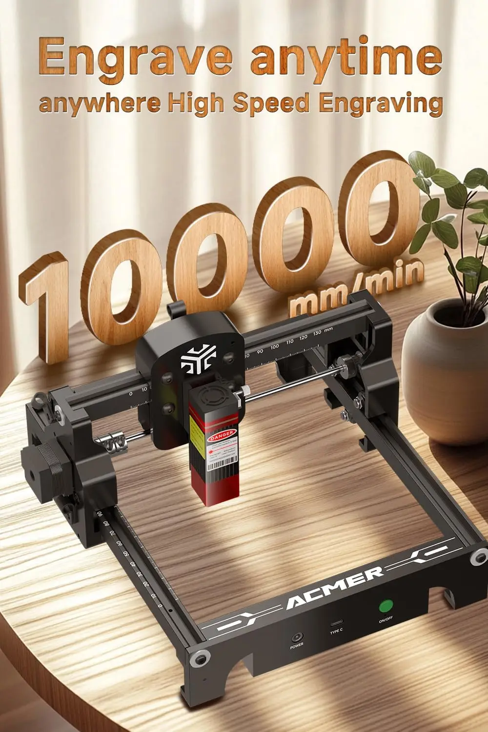 S1 Laser Engraver for Beginner Mini Laser Engraving Machine for Wood, Leather, Plastic, Laser Class4 (Black, 2500mW)