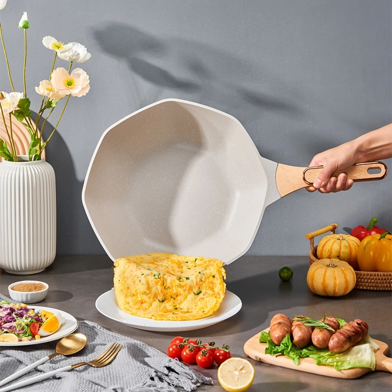 Frying Pan 28cm Octagonal Frying Pan Household Egg Steak Wok Universal Cooker Nonstick Pan Kitchen Frying Cooking Saucepan