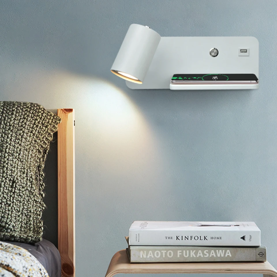 LED Wall Light Wireless Charging USB Charging