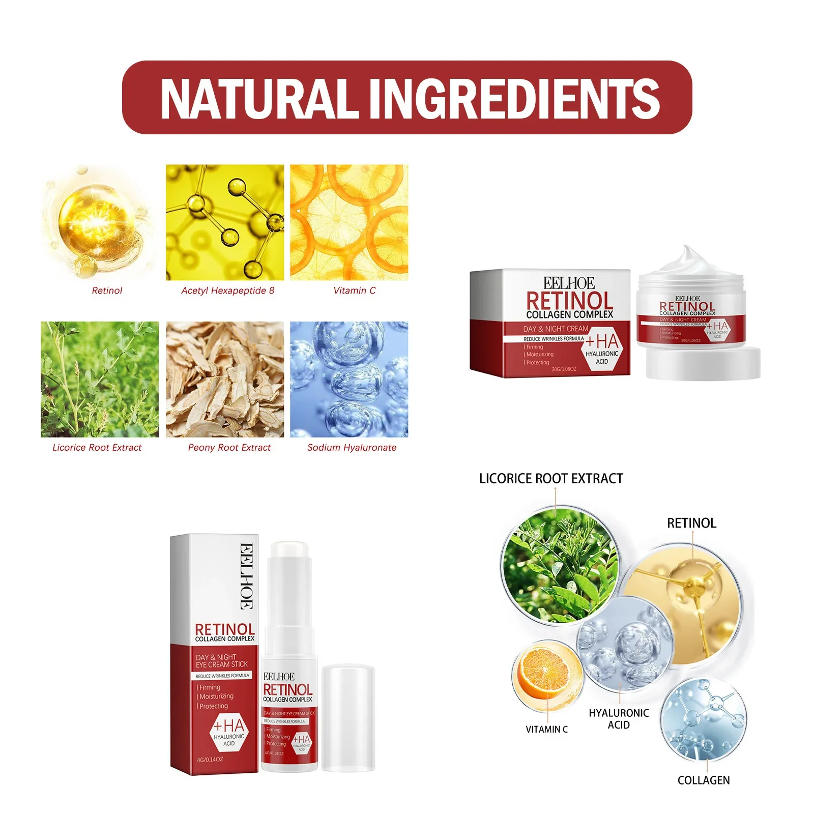 Retinol Face Serum Wrinkle Remover Instant Firming Lifting Anti-Aging Fade Fine Lines Whitening Korean Skin Care Products