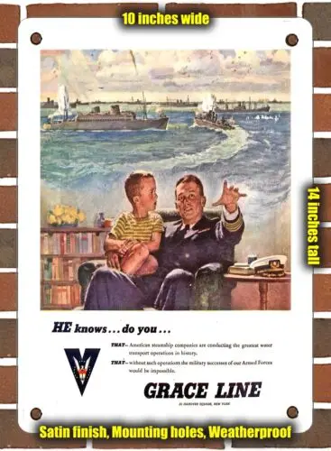 

Металлический знак-1944 он знает. Есть ли у вас. Grace Line - 10x14 дюймов 2