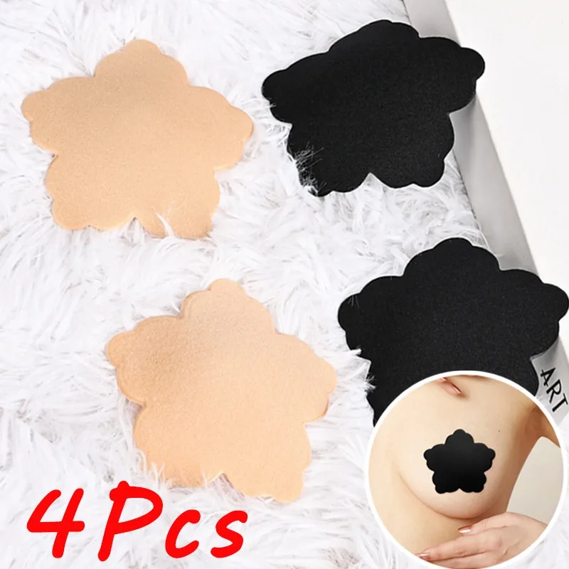 

Women Invisible Nipple Cover Reusable Adhesive Petals Breast Chest Bra Strapless Skin Black Nipple Sticker Pad for Party Dresses
