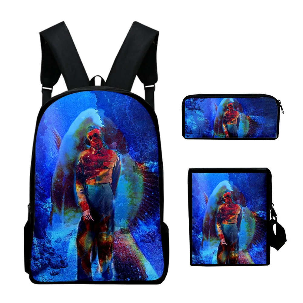 Classic Novelty vince staples 3D Print 3pcs/Set pupil School Bags Laptop Daypack Backpack Inclined shoulder bag Pencil Case
