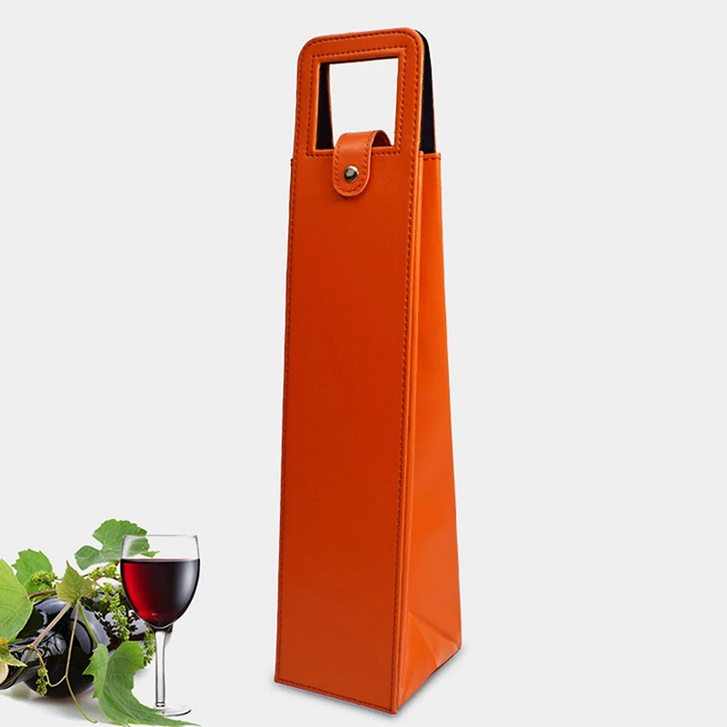High-Grade PU Leather Wine Gift Box – Elegant Solid Color Single Bottle Carrier Bag for... - SKU LWGB1416 - UGI Packaging
