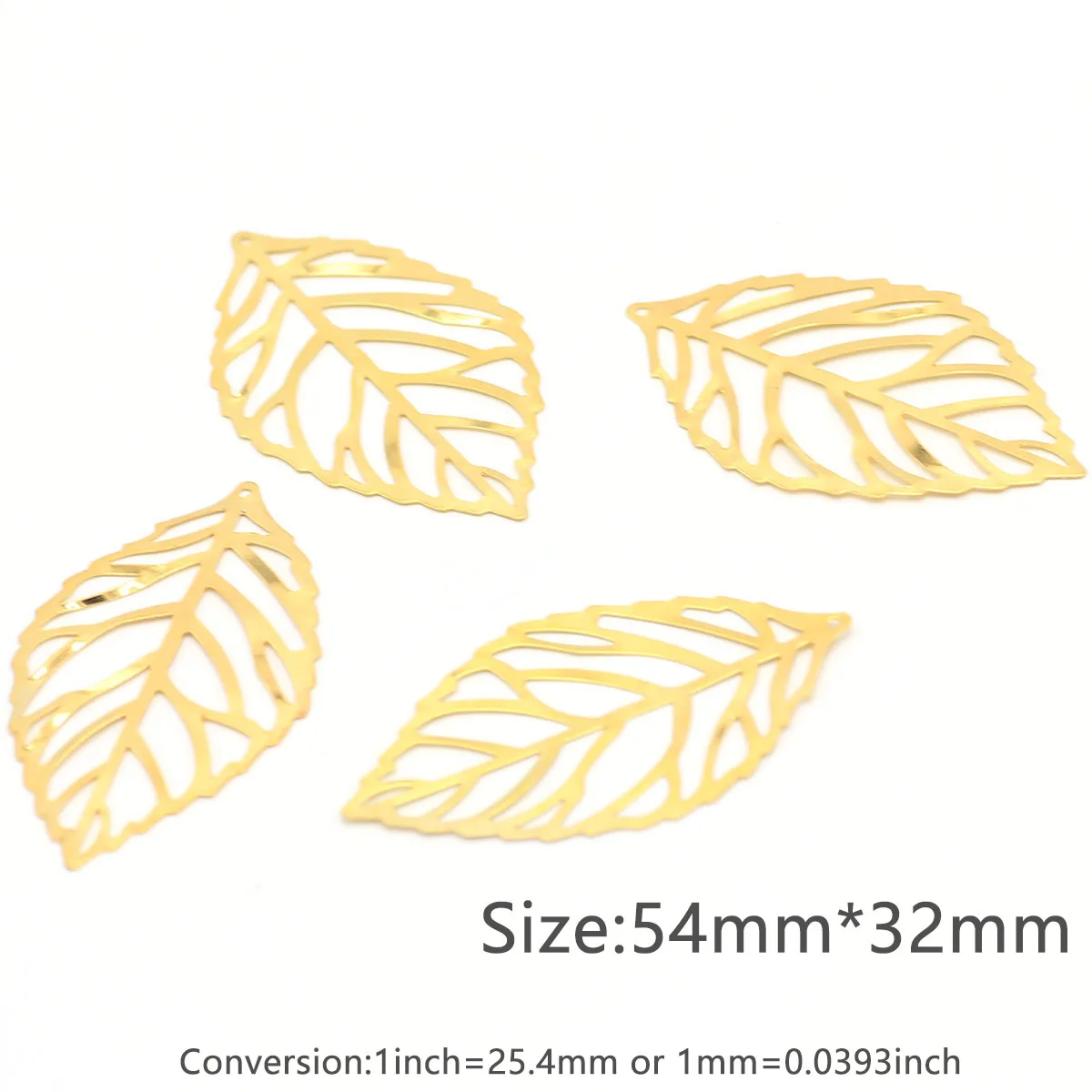 Elegant Metal Filigree Leaf Pendants for Jewelry Crafting - 100 Pieces