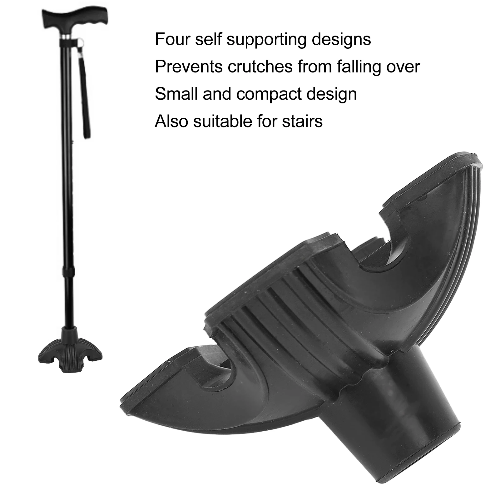 Walking Stick Attachment 19mm Cane Tip Quad Rubber Base Thicken Anti Slip Crutch Tips Foot Pad Replacement For Walking Stick Walking Aids Accessory
