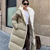 Women's Down Jacket Long Knee Winter Trends Stylish & Warm Coat Pike Coat 2024 New High-end Hooded Fake Two Piece Down Jacket 4