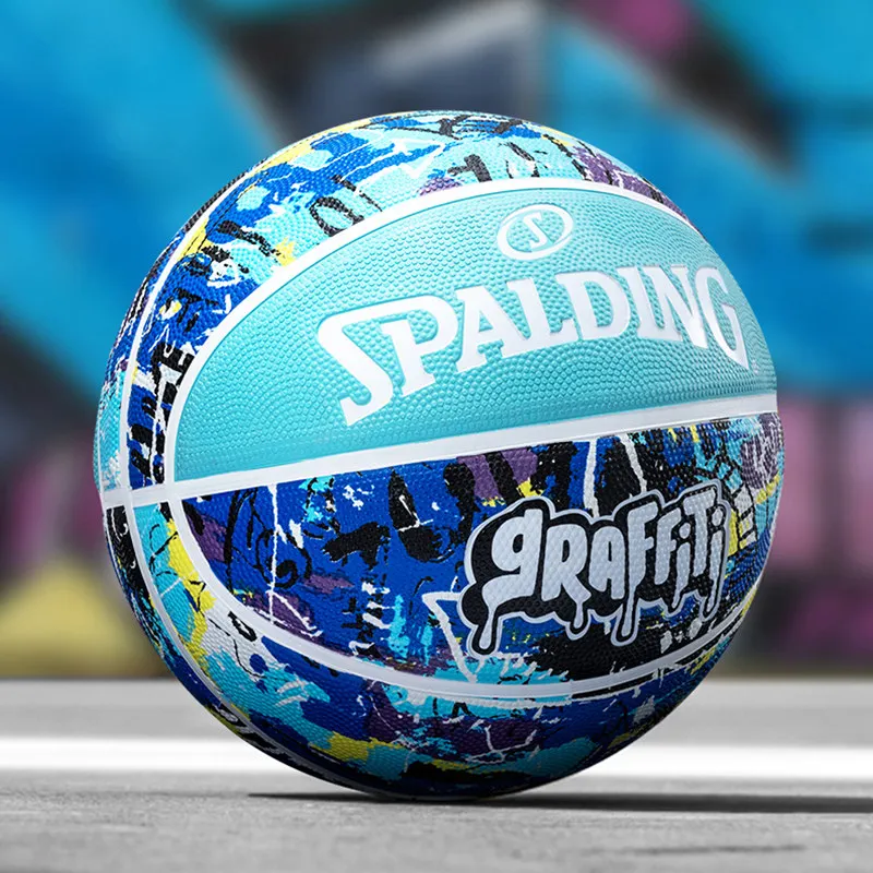 

Original Spalding Graffiti Blue Basketball 84-373Y Rubber Wear Resistance Indoor Gaming Training Street Ball Size 7