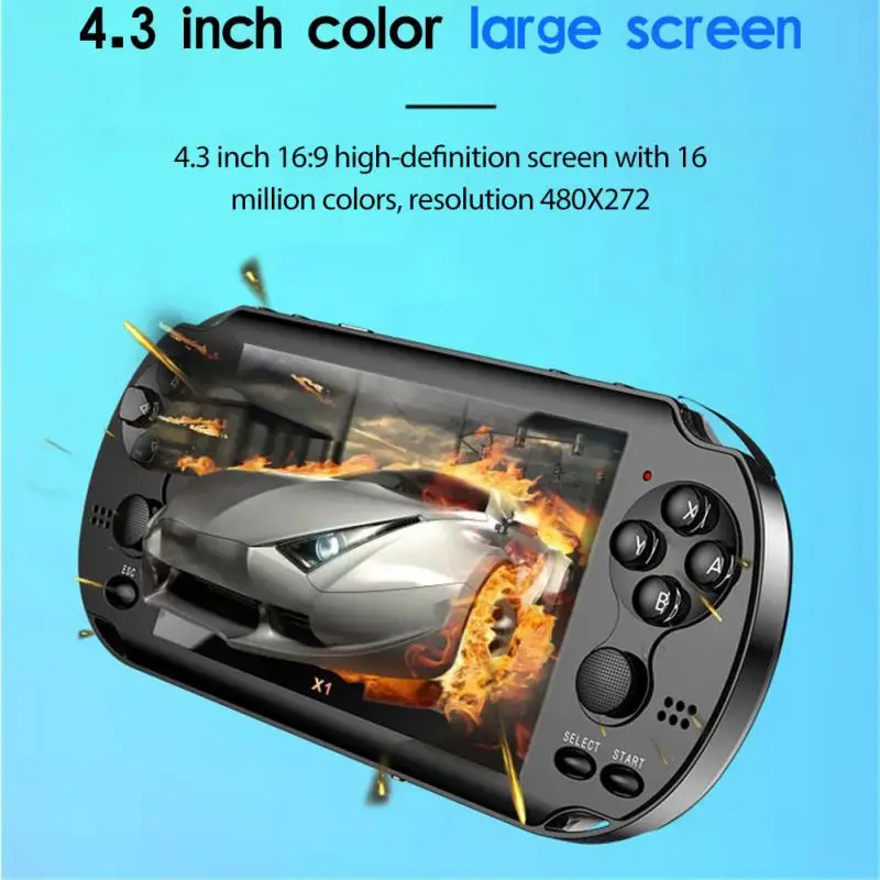 Mini Draagbare 4.3-Inch Scherm Videogameconsole Ondersteuning Camera Voor Psp 128 Bit Ingebouwde 10000 Klassieke Games X1 Gamepad