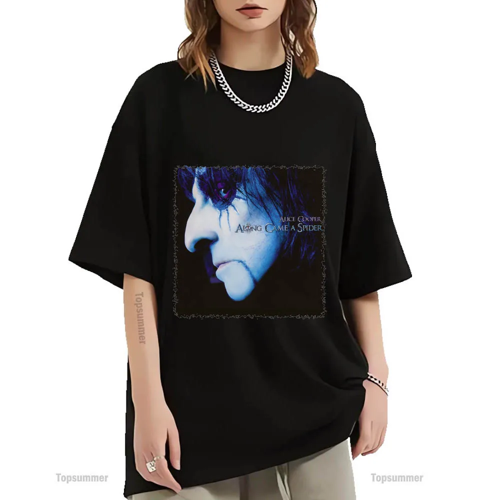 Along Came A Spider Album T Shirt Alice Cooper Tour T-Shirt Donna Pop Elegante T-Shirt Oversize Uomo Cotton Tees