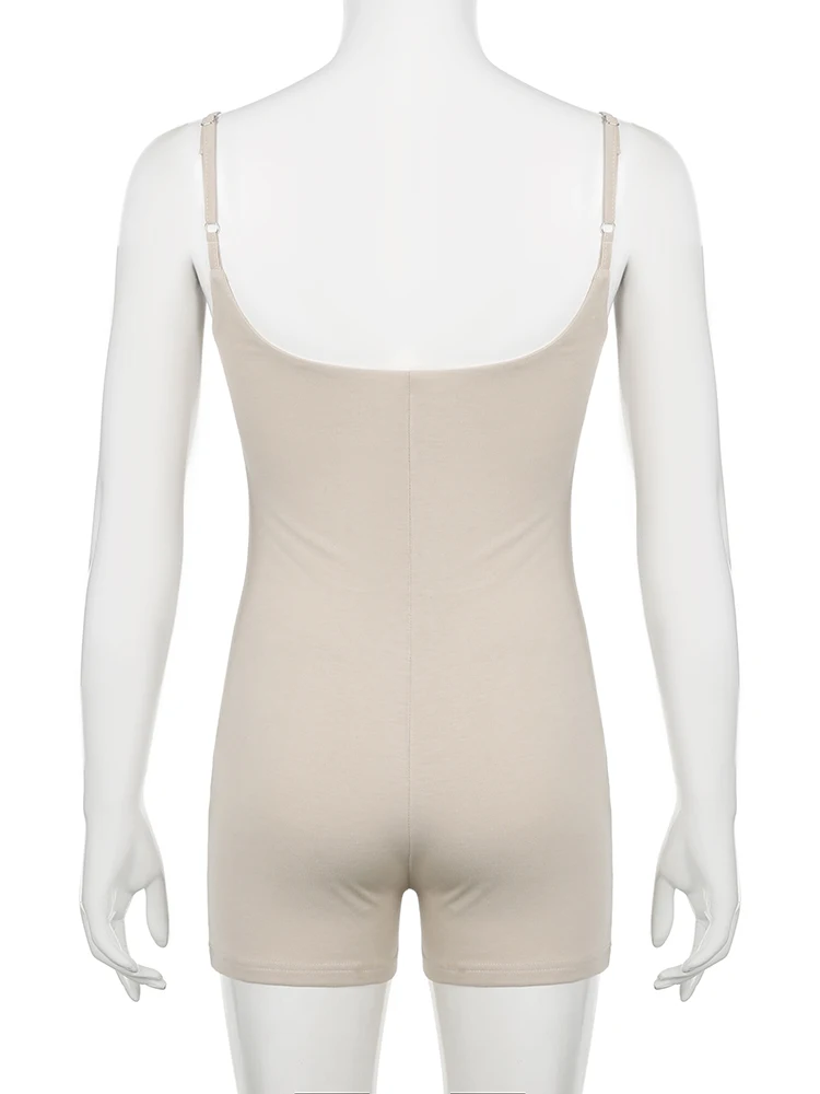 IAMSURE Sporty Activewear Sexy Slim Solid Playsuits Casual Solid Slash Neck Sleeveless Rompers Women 2024 Summer Fashion Ladies