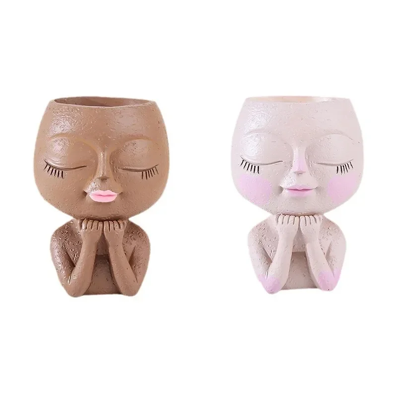 Hot Resin Flower Pot Ornament with European and American Style Face Covering Flower Pot Pastoral Flower Pot Decoration Ornament