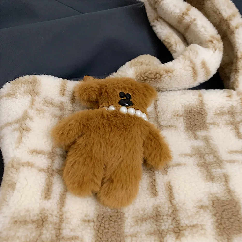 Women Plush Underarm Bag Cute Fluffy Shoulder Bag Y2K Handbag for Autumn and Winter