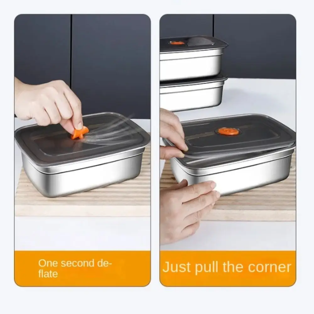 1PC Stainless Steel Camping Lunch Box Sealed Bento Box Microwave Suitable Refrigerator Freezer Storage Box Large Capacity