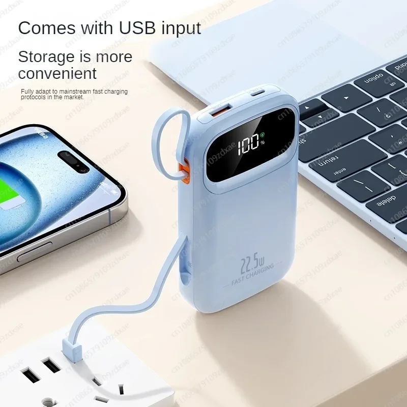 Business PD digital display fast charging mobile phone with its own cable, power bank 20000mAh mobile power supply