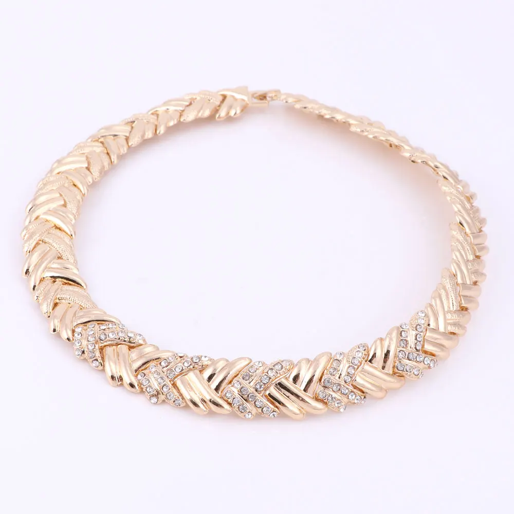 Dubai Gold Color Jewelry Sets Costume Big Design Nigerian Wedding African Beads Jewelry Sets