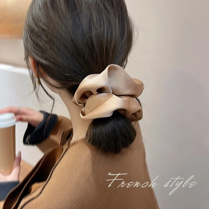 Elegant Silk Hair Scrunchie for Women - Solid Color Hair Accessory