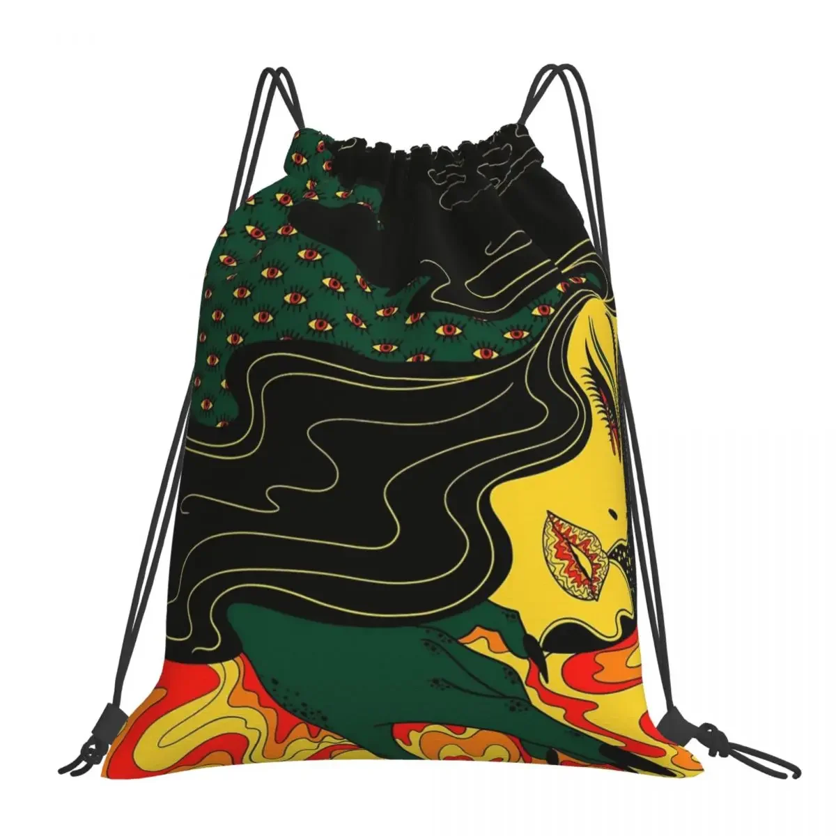 

Surreal Lady Backpacks Multi-function Portable Drawstring Bags Drawstring Bundle Pocket Sports Bag BookBag For Travel Students