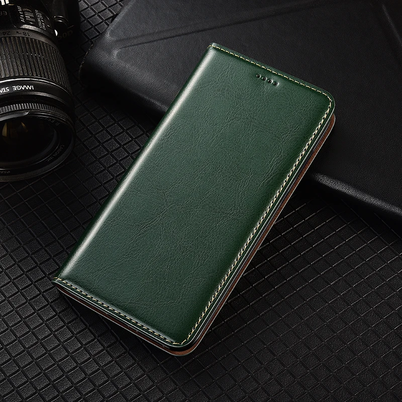 Magnetic Genuine Leather Flip Wallet Phone Case Cover