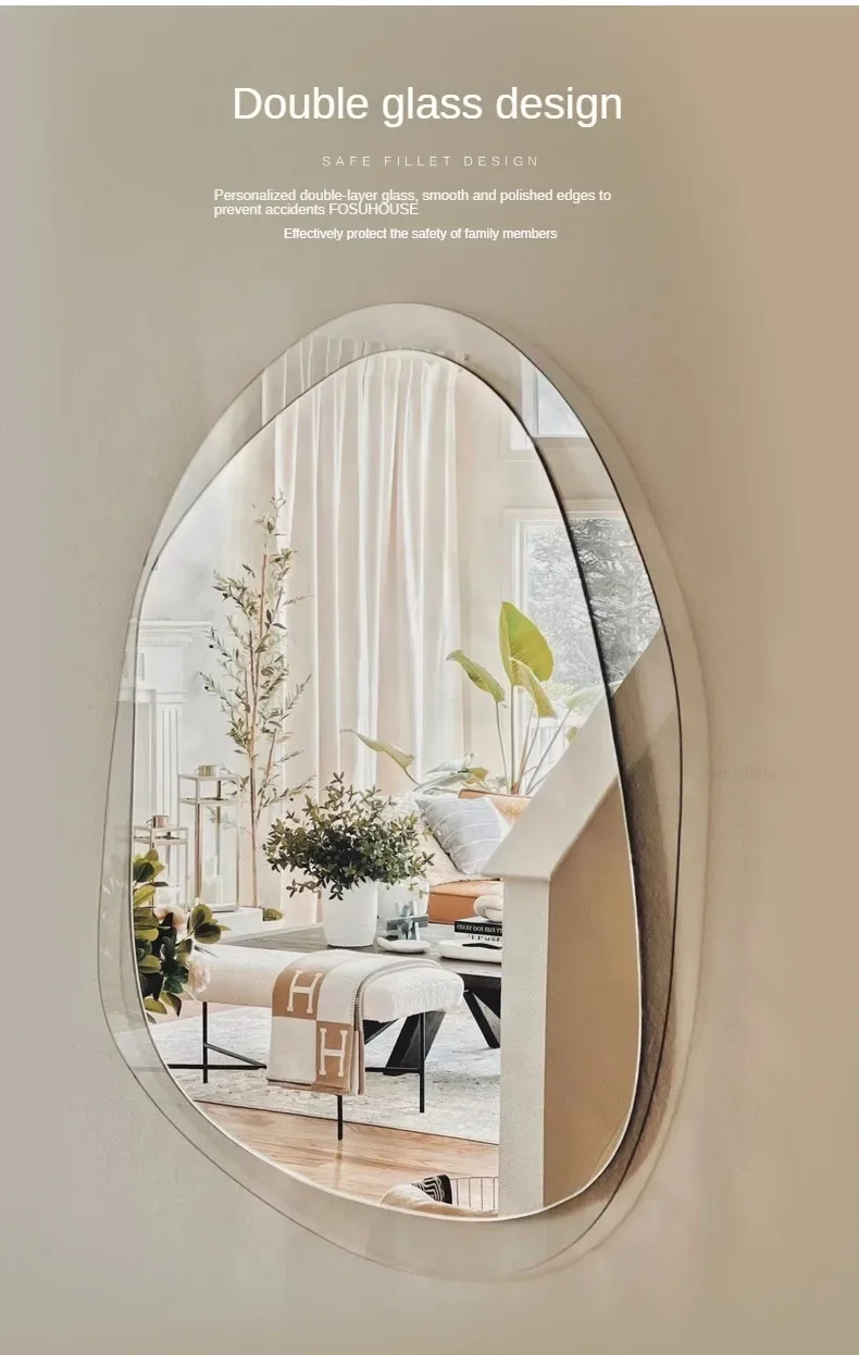 Description Picture 6 of itemCreative Decorative Mirrors for Bathroom Modern Irregular Touch Screen Bath Mirrors Multifunctional Smart Mirror for Powder Room