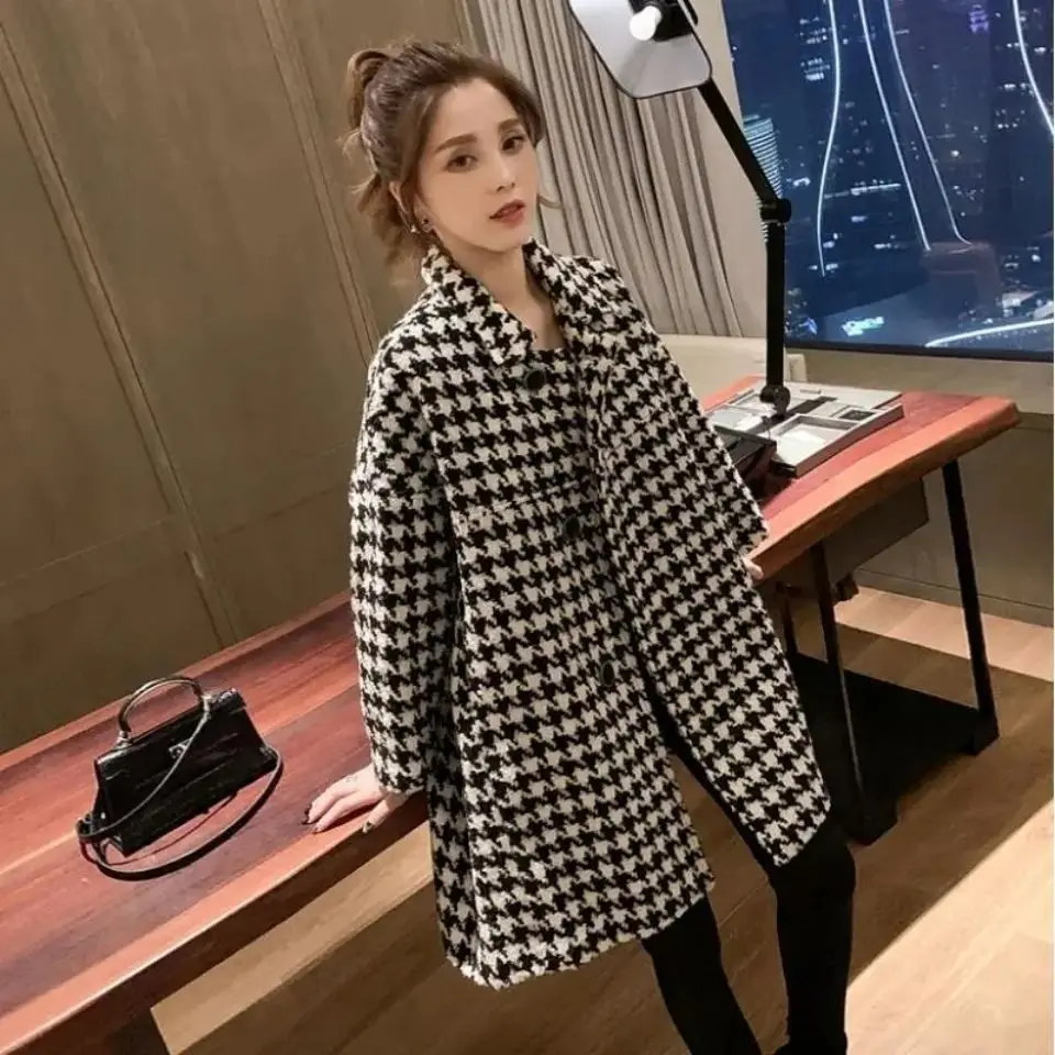 

Fashion Warm Loose Women Woolen Overcoat Cashmere Thicken Female Single-Breasted Wool Long Jacket Korean Winter V8