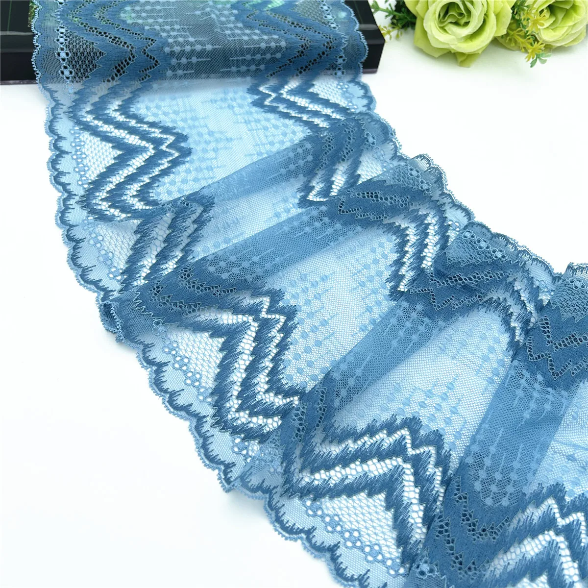 Wholesale Width 20cm Blue Elastic Stretch Lace 5