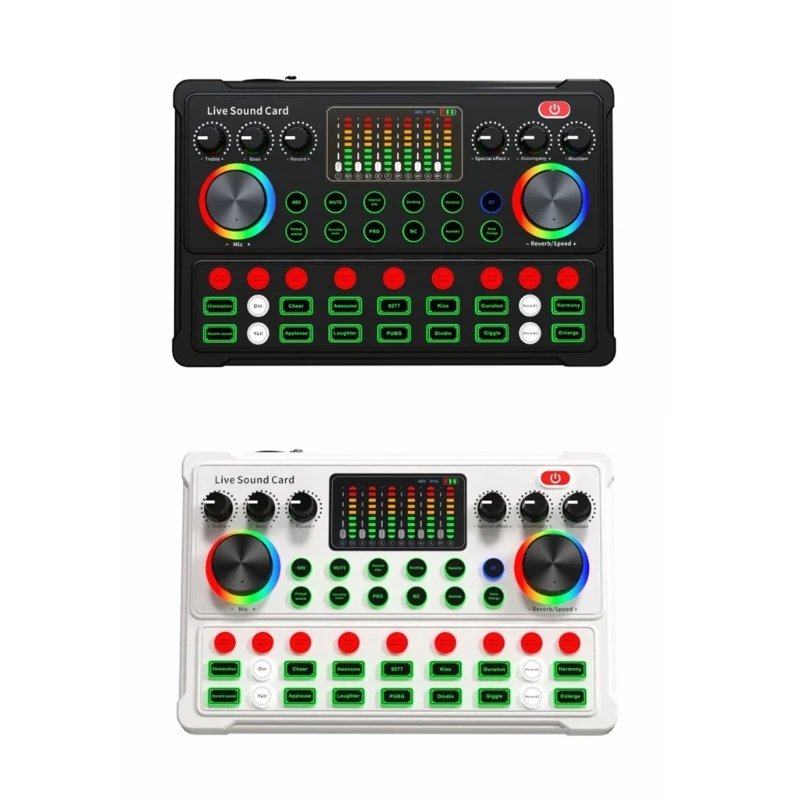 

M3 Mini Sound Card Sound Mixer Voice Changer for Live Broadcast Streaming Support 48V Microphone Audio Mixer with Light