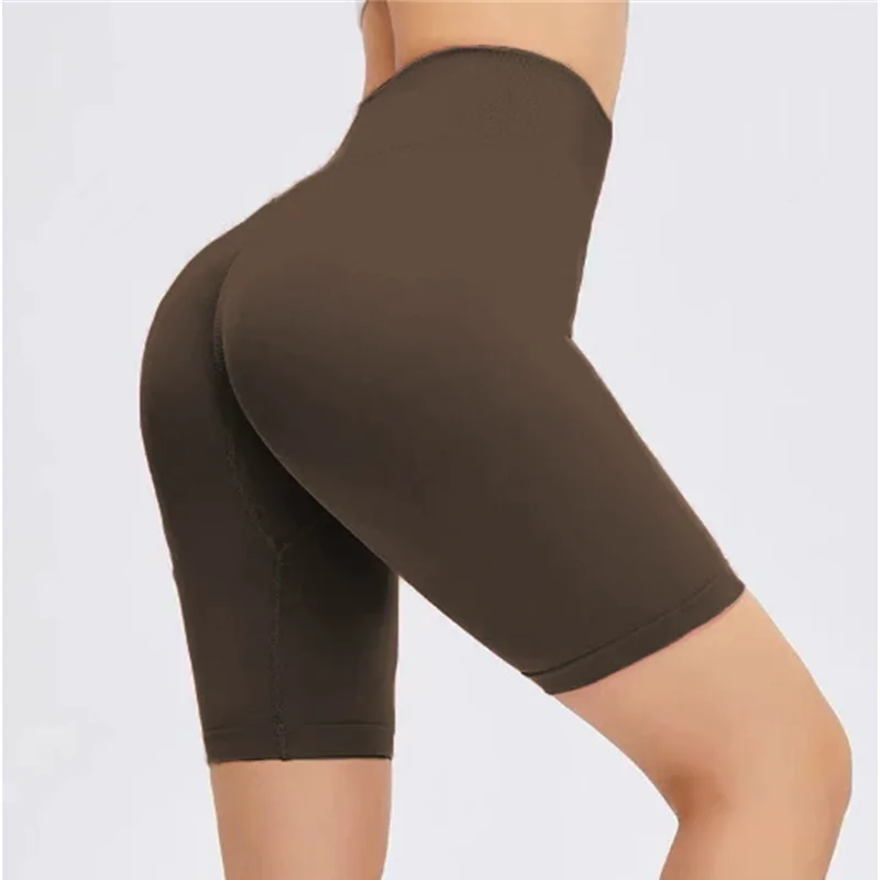 High-waisted Peach fitness quarter pants Women's stretch tight hip lift quick dry running yoga shorts