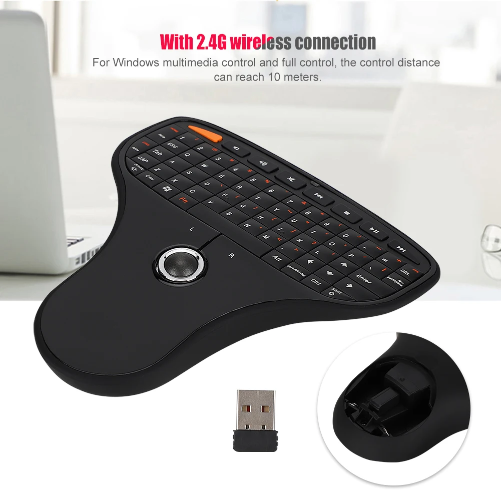 Wireless Keyboard Trackball Keyboard N5901 QWERTY Keyboard Trackball 2.4G Wireless Mini USB MultiMedia Keyboard for TV Computer - 6
