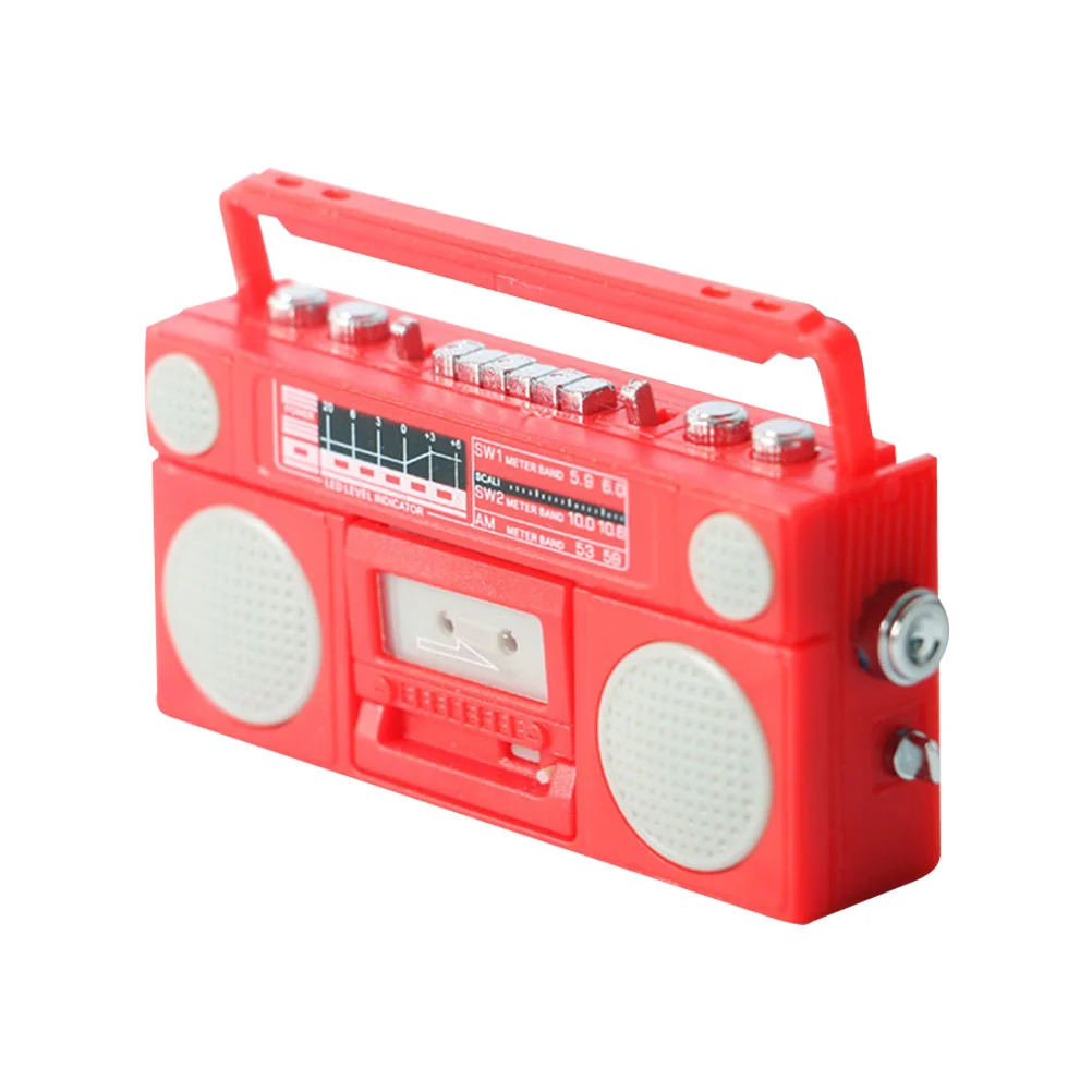 

Radio Classical Model Playhouse Accessory Landscape Layout Prop Vintage Red Mini Simulated