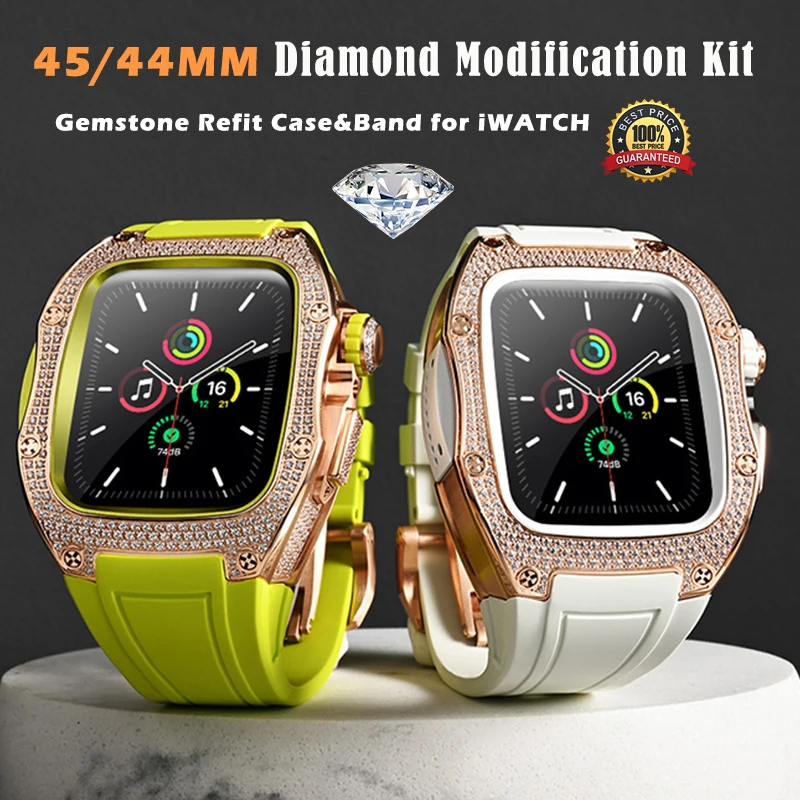 Luxury Modification Kit For Apple Watch Series 8 7 45mm Diamond Bezel ...