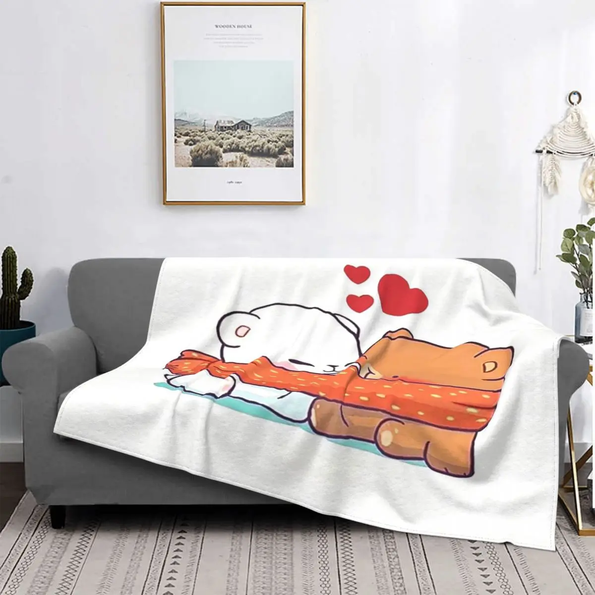

Peach And Goma Cartoon Blankets Sofa Cover Velvet Autumn/Winter Animal Kid Gift Throw Blanket for Home Couch Bedding Throws