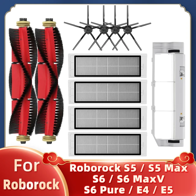 For Xiaomi Mi Robot Vacuum Cleaner 1 / 1S SDJQR01RR SDJQR02RR SDJQR03RR Roborock S502-00 S5 Max S6 Main Side Brush Hepa Filter Set L