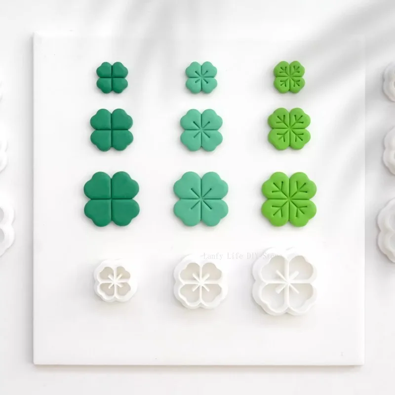 3PCS Lucky Four Leaf Clover Soft Clay Earrings Mold Polymer Clay Cutter INS Earring Jewelry Making Handmade Pottery Tool polymer clay tools pottery tools clay sculpting tools pottery sculpting tools clay craft tool