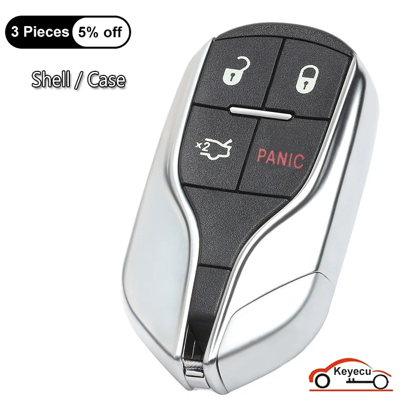 

KEYECU 4 [Panic] Buttons Case for Maserati Ghibli Quattroporte 2014 2015 2016 Auto Smart Remote Key Shell Cover Fob M3N-7393490