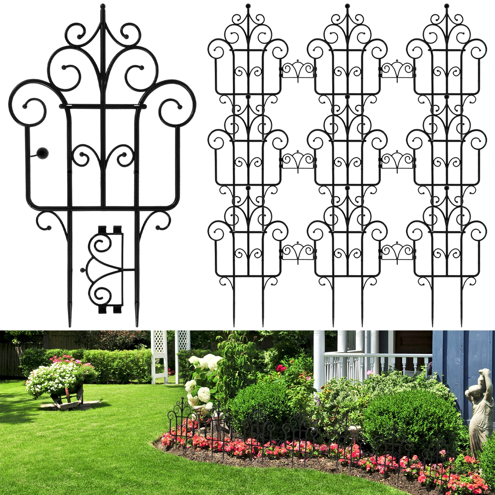 Decorative Garden Fence Plastic Folding Lawn Border Outdoor Animal Barrier Fence Landscape Fencing Multifunctional Supplie 10Pcs